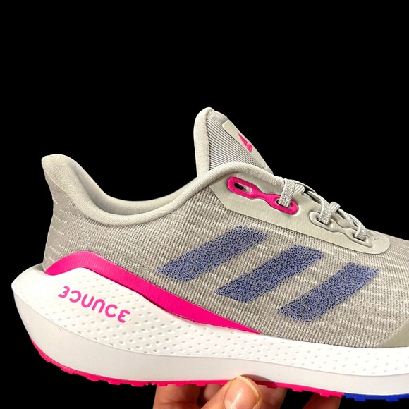 Adidas EQ21 Youth Girls Running Shoes Size 5/ Women's Size 7 Gray Pink Blue - Picture 3 of 12